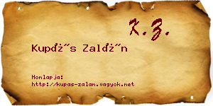 Kupás Zalán névjegykártya